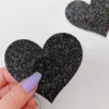 Naughty Thoughts Heart Pasties - Black Glitter (5 Pairs)
