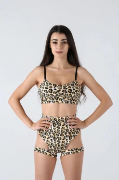 All Pole Wear REV ACTIV Bomb Garter Shorts - Leopard Velvet