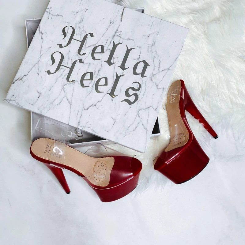 Back In Stock Hella Heels Classic Gloss 7inch Stilettos - Chilli