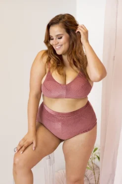 Lunalae Lana High Waist Shorts - Dusty Rose Velvet All Pole Wear