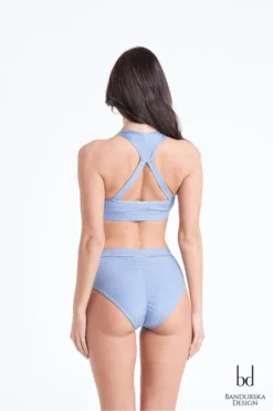 Bandurska Delfina Top - Ribbed Steel Blue