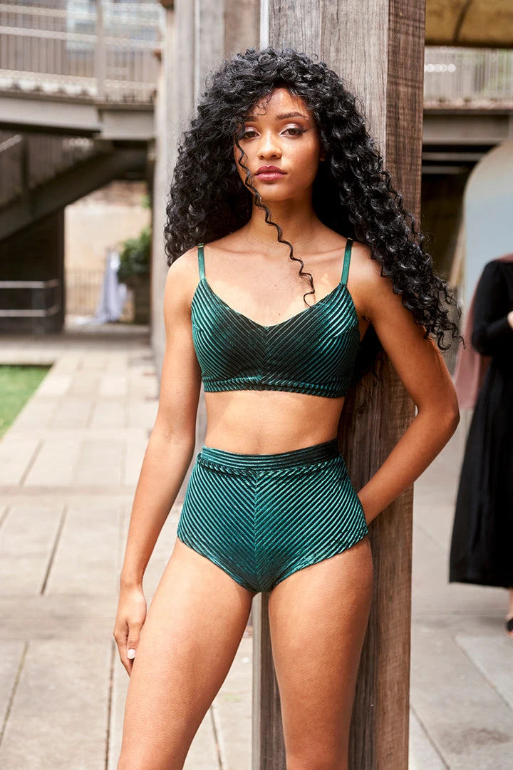 All Pole Wear Lunalae Lana High Waist Shorts - Emerald Velvet