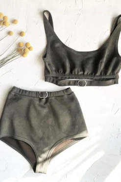 Back In Stock Exo Wear High Waist Buckle Shorts - Khaki