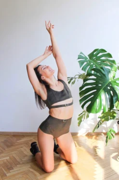 Back In Stock Exo Wear High Waist Buckle Shorts - Khaki