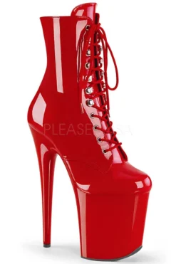 Pleaser USA Flamingo-1020 8inch Pleaser Boots - Patent Red Shoes