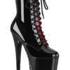 Pleaser USA Flamingo-1020FH 8inch Pleaser Boots - Black/Red Corset