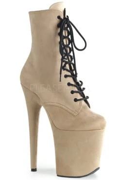 Shoes Pleaser USA Flamingo-1020FS Faux Suede 8inch Pleaser Boots - Beige