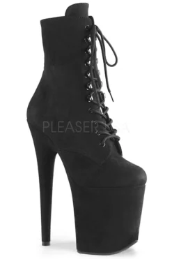 Pleaser USA Flamingo-1020FS Faux Suede 8inch Pleaser Boots - Black Back In Stock