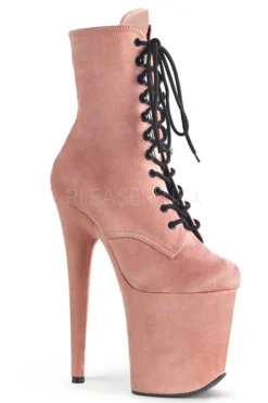 Pleaser USA Flamingo-1020FS Faux Suede 8inch Pleaser Boots - Baby Pink Shoes