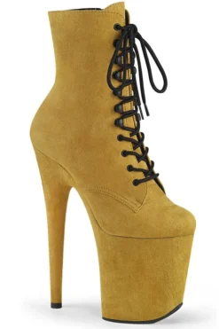 Shoes Pleaser USA Flamingo-1020FS Faux Suede 8inch Pleaser Boots - Mustard