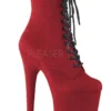 Pleaser USA Flamingo-1020FS Faux Suede 8inch Pleaser Boots - Red Shoes