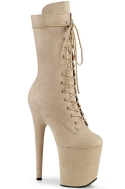 Pleaser USA Flamingo-1050FS Faux Suede 8inch Pleaser Boots - Beige