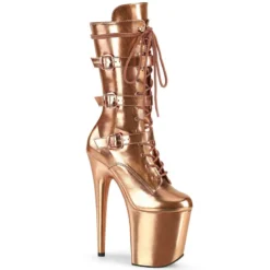 Shoes Pleaser USA Flamingo-1053 8inch Metallic Pleaser Boots - Rose Gold