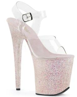 Pleaser USA Flamingo-808LG Holographic Glitter 8inch Pleasers - Opal Shoes
