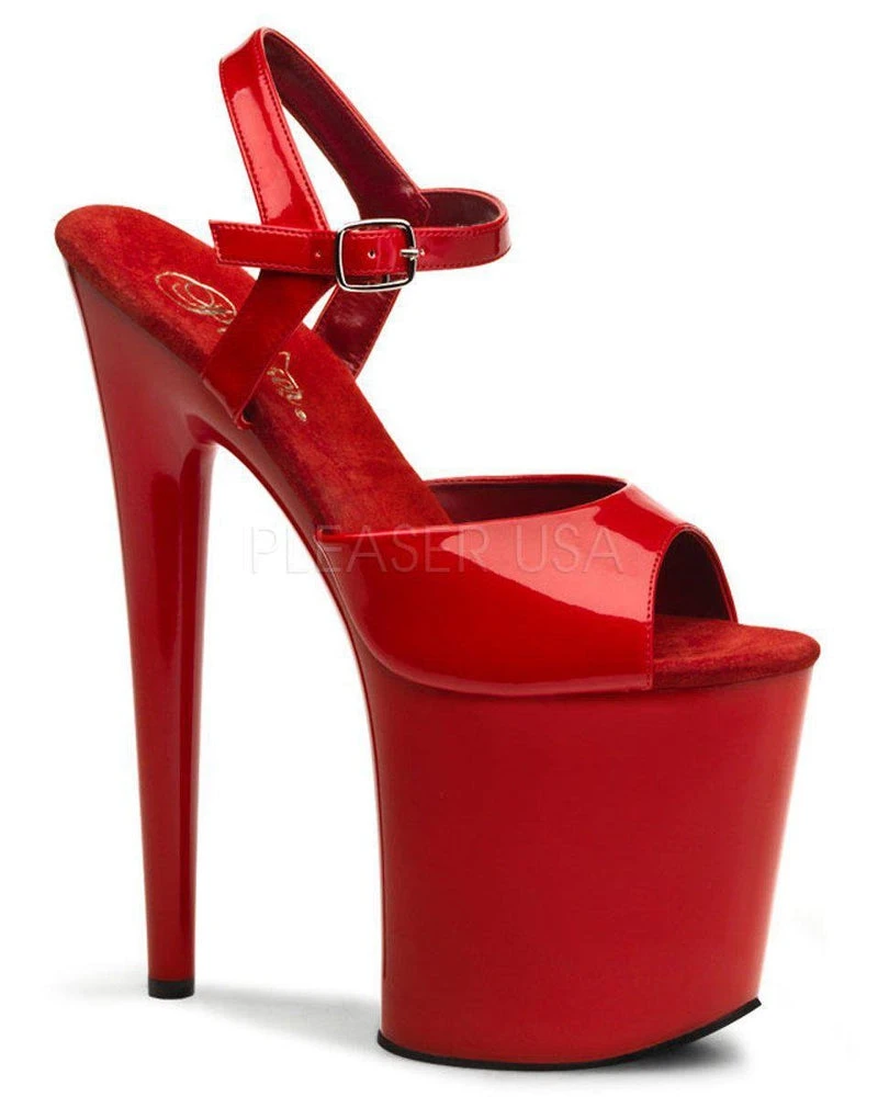 Pleaser USA Flamingo-809 8inch Pleasers - Patent Red
