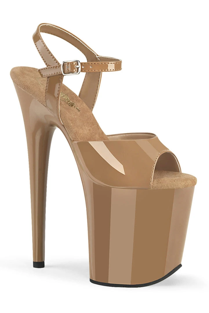 Shoes Pleaser USA Flamingo-809 8inch Pleasers - Patent Toffee