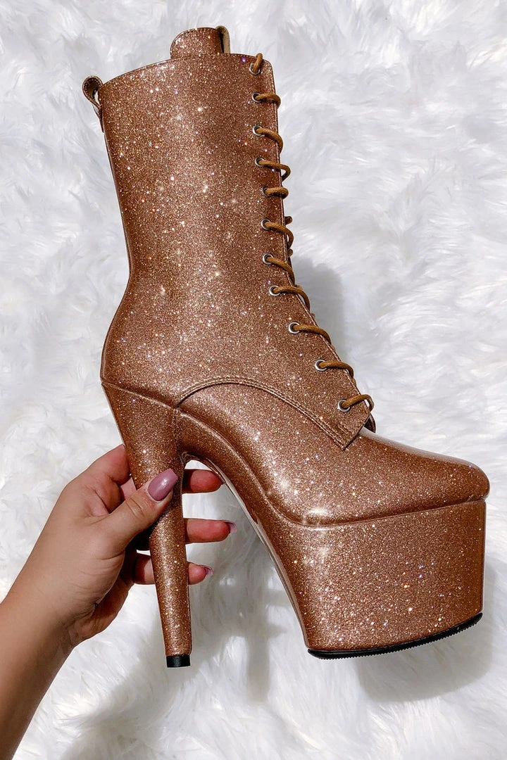 Shoes Hella Heels The Glitterati 7inch Boots - Oh Honey
