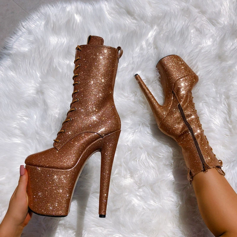 Shoes Hella Heels The Glitterati 8inch Boots - Oh Honey