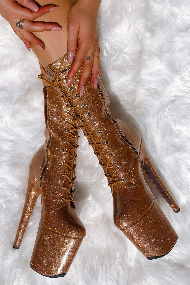 Shoes Hella Heels The Glitterati 8inch Boots - Oh Honey