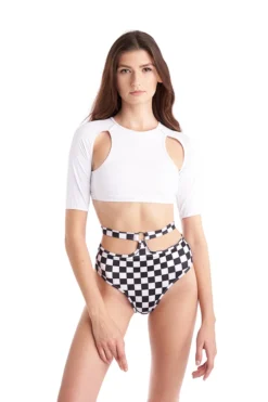 All Pole Wear Hamade Activewear Mid Sleeve Top - White