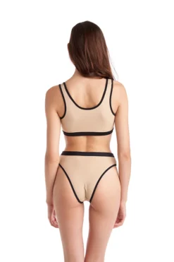 Hamade Activewear Lace Up High Cut Bottoms - Sand/Black