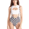 All Pole Wear Hamade Activewear High Waisted Sling Bottoms - Checkered