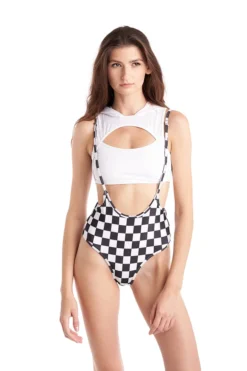 All Pole Wear Hamade Activewear High Waisted Sling Bottoms - Checkered