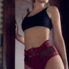 Hamade Activewear High Waisted Buckle Bottoms - Brick Red