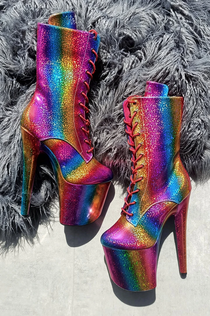 Hella Heels Limited Edition Pride Boots - 8inch Shoes