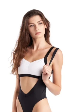 All Pole Wear Hamade Activewear Hollow Back Top - White/Black