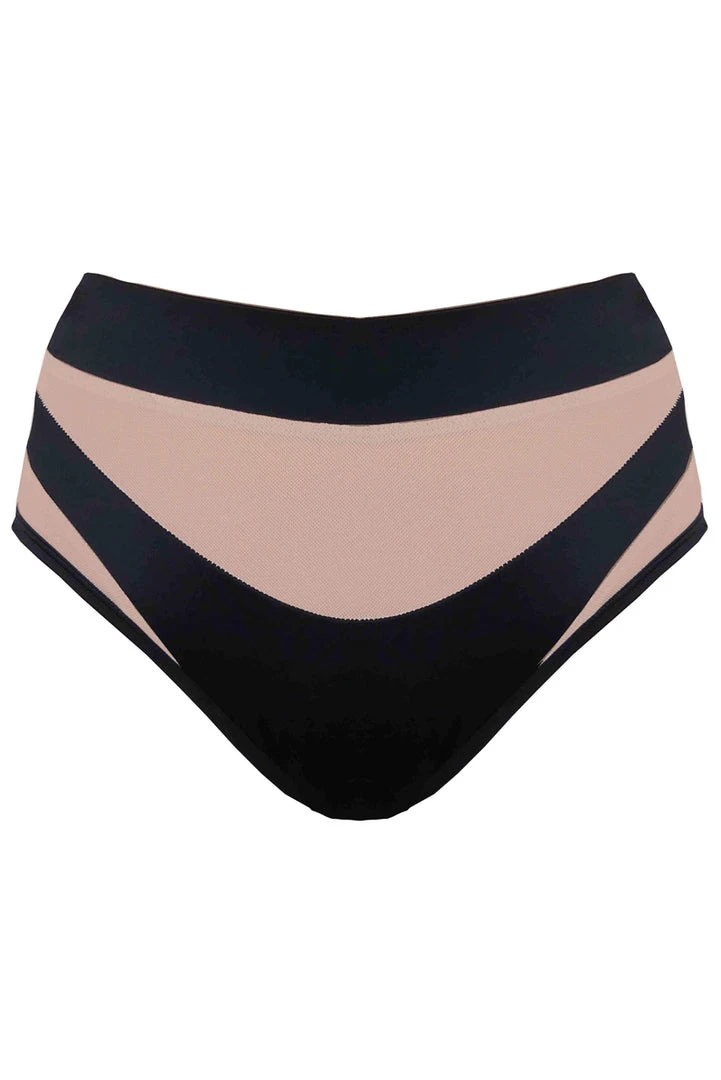 Creatures Of XIX I S I S High Waisted Bottoms - Black With Sand Mesh