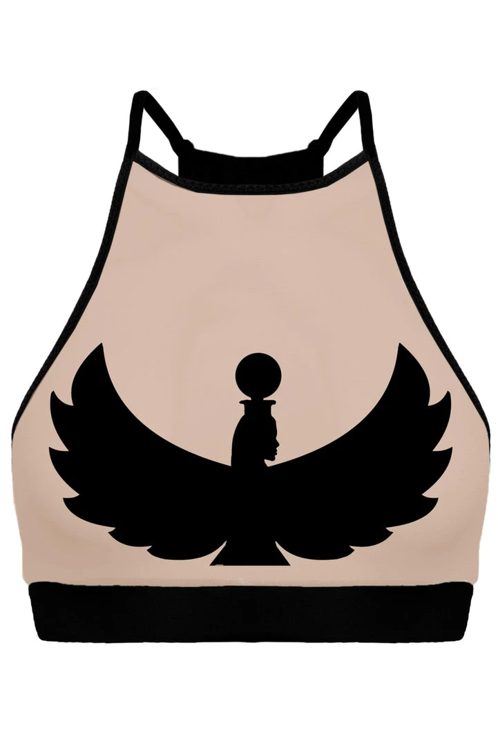 All Pole Wear Creatures Of XIX I S I S Halter Top - Black With Sand Mesh