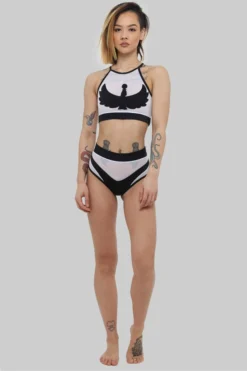 All Pole Wear Creatures Of XIX I S I S Halter Top - Black With White Mesh