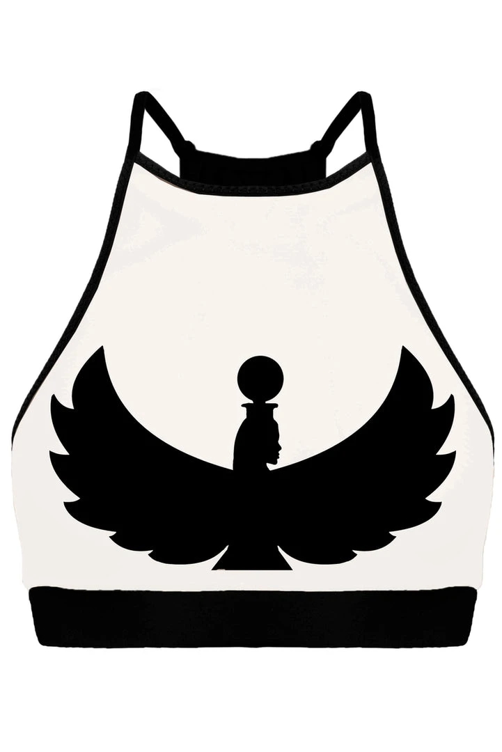 All Pole Wear Creatures Of XIX I S I S Halter Top - Black With White Mesh