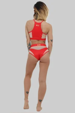 All Pole Wear Creatures Of XIX I S I S High Waisted Bottoms - Red With Sand Mesh