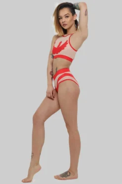 All Pole Wear Creatures Of XIX I S I S High Waisted Bottoms - Red With Sand Mesh