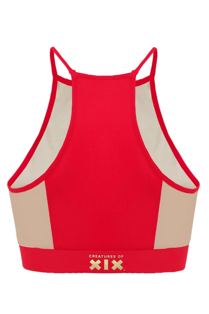 Creatures Of XIX I S I S Halter Top - Red With Sand Mesh All Pole Wear