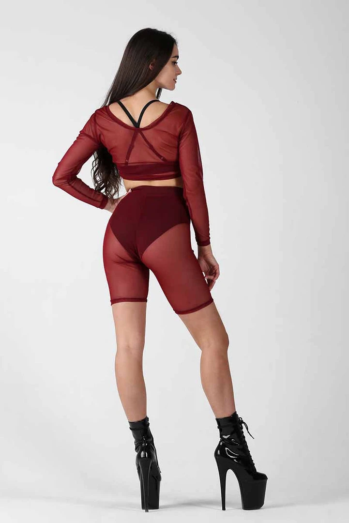 REV ACTIV Mesh Cycling Shorts - Burgundy All Pole Wear