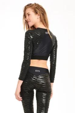 All Pole Wear Paradise Chick Superhero Series Sticky Crop Top - Black Zebra