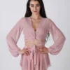 REV ACTIV Mesh Wrap Blouse - Pink All Pole Wear