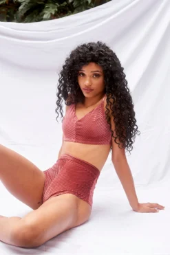 All Pole Wear Lunalae Lana Top - Dusty Rose Velvet