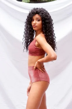 All Pole Wear Lunalae Lana Top - Dusty Rose Velvet