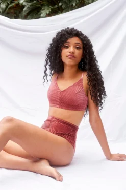 All Pole Wear Lunalae Lana Top - Dusty Rose Velvet