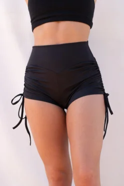 Lunalae High Waist Drawstring Bottoms - Recycled Black Shorts