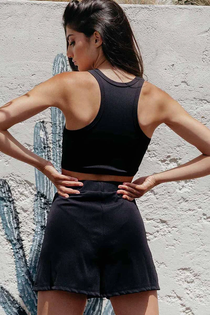 Paradise Chick Miami Loose Shorts - Ribbed Black