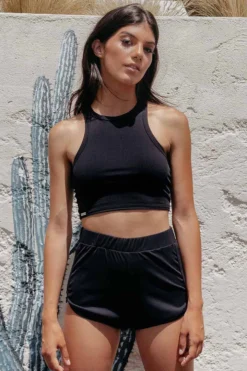 Paradise Chick Miami Athletic Shorts - Ribbed Black All Pole Wear