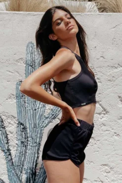 Paradise Chick Miami Athletic Shorts - Ribbed Black All Pole Wear