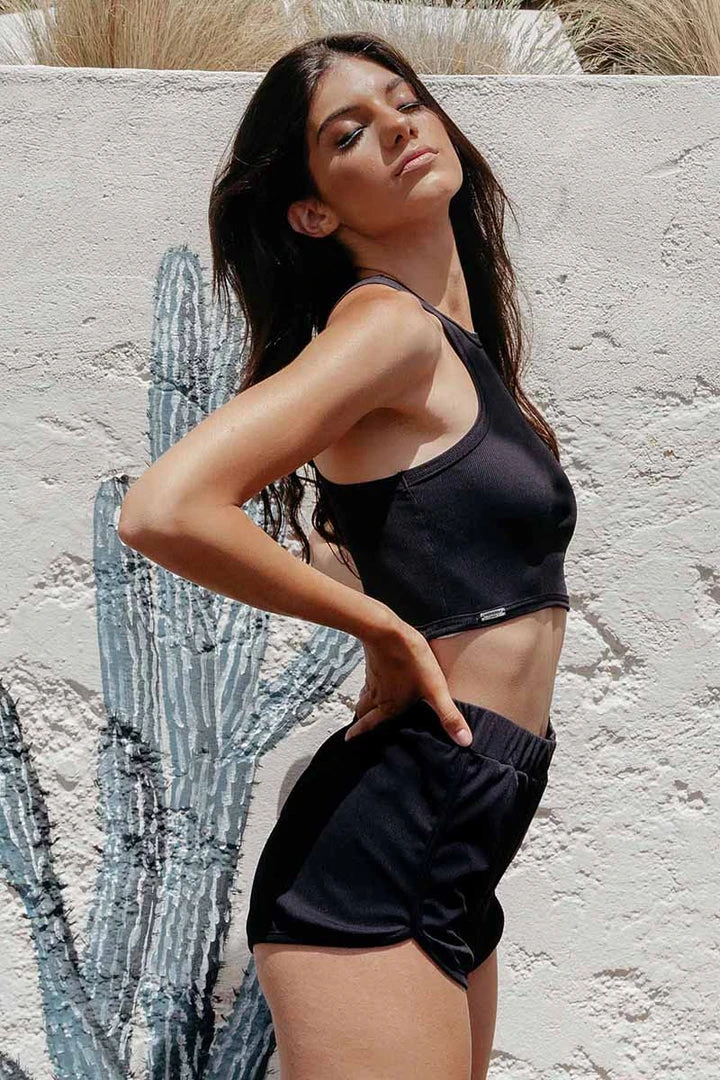 Paradise Chick Miami Athletic Shorts - Ribbed Black All Pole Wear