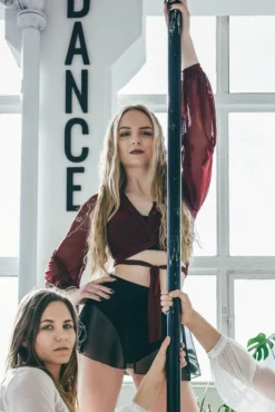 Back In Stock REV ACTIV Mesh Wrap Blouse - Wine