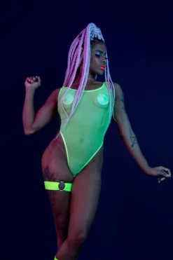 Rolling Fierce Bodysuit - Neon Yellow Mesh All Pole Wear